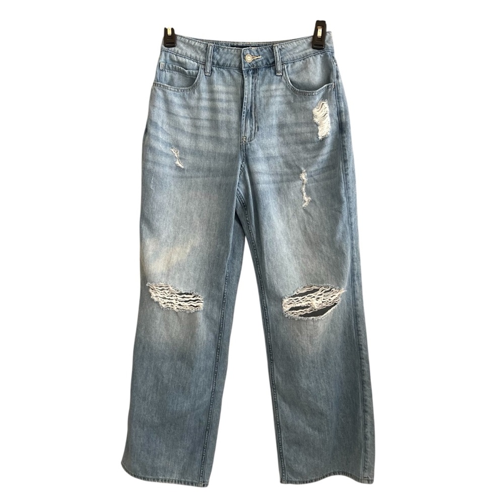 Hollister Ultra-High Rise Baggy 100% Cotton Distressed Size 4
